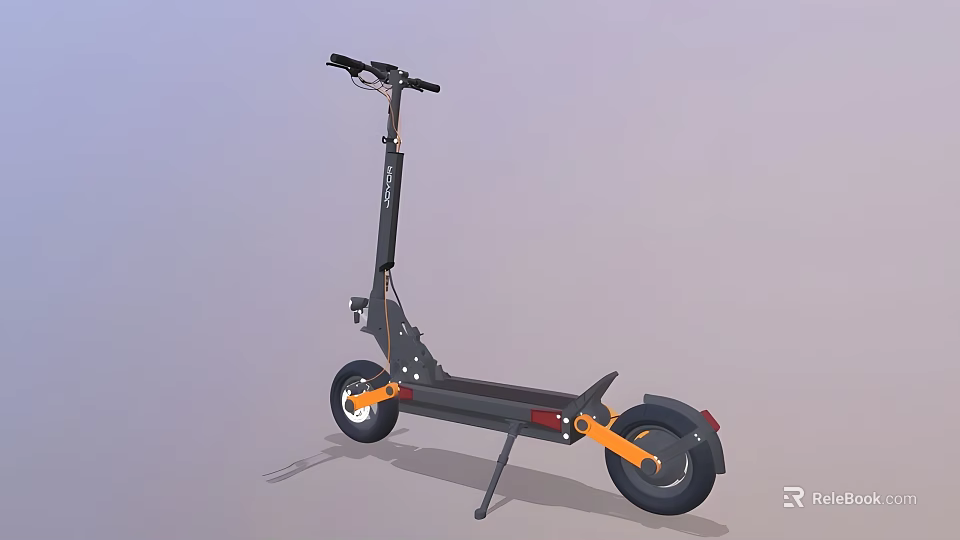 Sleek Modern Electric Scooter With Black And Orange Frame Wheels And Handlebar 3d model 