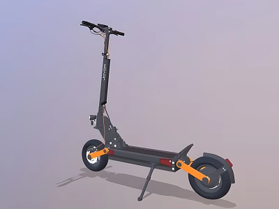 Sleek Modern Electric Scooter With Black And Orange Frame Wheels And Handlebar 3d model