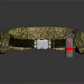 Camouflage Pattern Belt With Metal Buckle And Black Strap Plus Red Spray Can