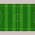 Standard Soccer Field With Green Grass And White Markings Including Center Circle
