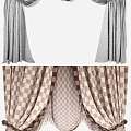 Elegant Beige Brown Curtain Panels With Tiebacks And Window Valance