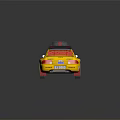 Yellow Race Car Model With Sponsor Logos Number 27 And Cancel Roof Sign