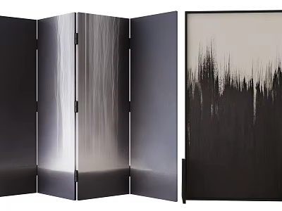 Modern Folding Screen With Dark Gray Gradient Texture For Contemporary Interior Decor 3d model