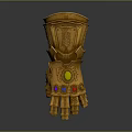 Golden Infinity Gauntlet Sculpture With Colorful Gems And Intricate Carved Details