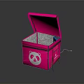 Pink Storage Box With Panda Design Open Lid Mesh Interior And Handle