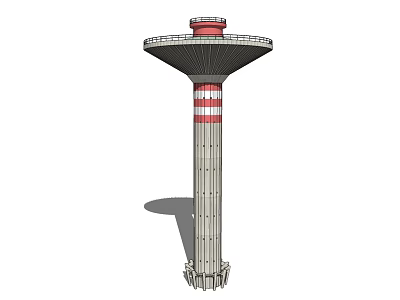 Industrial Equipment Tower Structure With Red Top Red White Stripes And Detailed Base Design 3d model