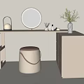 Modern Makeup Table Makeup Stool Combination Cream Style Dressing Table Dressing Mirror Dressing Table Accessories 3d model