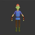 Game Movie Character With Orange Hair Blue Shirt And Brown Pants Boots Gloves