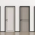 Modern Swing Doors With Light Wood Finish And Black Frames In Different Styles 3d model