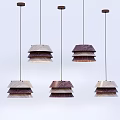 Multiple Modern Wooden Pendant Lights With Layered Design And Light Dark Wood Tones