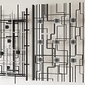 Modern Abstract Metal Pipe Structure Featuring Interlaced Black And White Layout