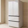 White Modern Refrigerator With Sleek High Gloss Surface In Contemporary Kitchen Interior 3d model