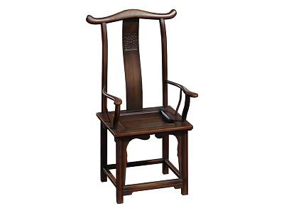 Traditional Chinese Dark Wood Armchair With Carved Backrest And Armrest Design 3d model
