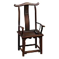 Traditional Chinese Dark Wood Armchair With Carved Backrest And Armrest Design