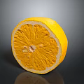 Fresh Sliced Lemon with Bright Yellow Flesh and White Peel on Black Background with Reflection