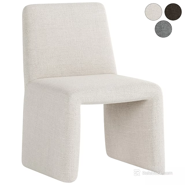 Modern Beige Fabric Chair With Minimalist Design And Comfortable Structured Seat 3d model 