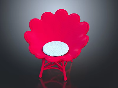 Red Petal Shaped Accent Chair With White Cushion And Modern Design 3d model