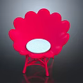 Red Petal Shaped Accent Chair With White Cushion And Modern Design