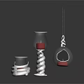 Modern Candle Lamp Collection With White Spiral Base Hanging Sphere Silver Frame Red Candle
