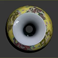 Sculpture Carving Exquisite Yellow Vase Artwork With Traditional Floral Dragon Patterns