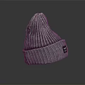 Gray Knitted Beanie Hat With Ribbed Pattern And Small Brand Label Detail
