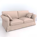 Beige Upholstered Two Seater Sofa with Armrests and Decorative Pillows for Living Room Comfortable Seating