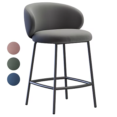 Modern Upholstered Bar Stool With Metal Frame And Multiple Color Options 3d model