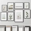 Framed Wall Art Collection With Plant Nature Prints And Various Frame Colors On Gray Wall