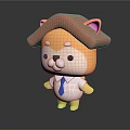 Cartoon Shiba Inu 3D Game Movie Character Wearing Red Hat White Shirt And Blue Tie