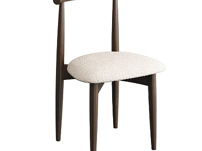 Modern Dining Chair With Wooden Legs And Beige Upholstered Seat For Home Dining Room Decor 3d model