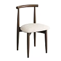 Modern Dining Chair With Wooden Legs And Beige Upholstered Seat For Home Dining Room Decor
