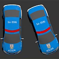 Blue Toy Police Cars With Red Lights And POLICIA AIDUOA Logos