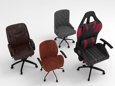 Ergonomic Swivel Office Chairs With Leather Fabric Padded Designs And Various Colors 3d model