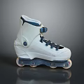 White Roller Skates With Blue Laces Buckle Strap And Multi Wheel Design 3d model