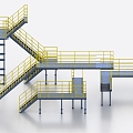 Steel frame stair construction platform 3d model