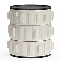 Modern White Layered Bedside Table With Vertical Grooves And Sleek Structure 3d model