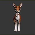 Cute Orange Stuffed Deer with White Spots and Brown Antlers in Dark Background