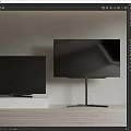 Modern Televisions Display With White Platform Black Stand Light Wall And Wooden Floor