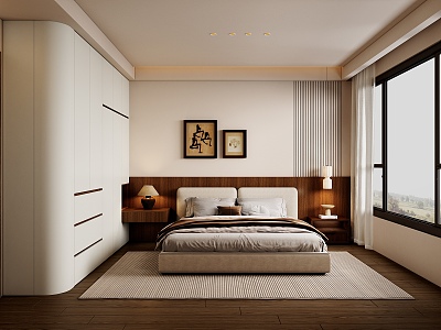 Antique Style Bedroom Retro Style Bedroom Cream Style Bedroom No Main Light Bedroom Double Bed Custom Wardrobe 3d model