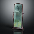 Elegant Standing Mirror With Dark Brown Wooden Frame And Full Length Design
