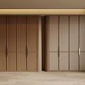 Modern Wooden Wardrobe Design With Panel Doors And Mesh Front Doors