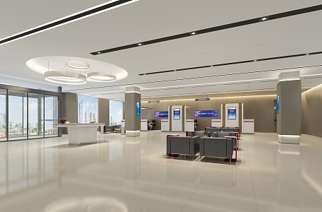 Bank Business Hall Store 3d model