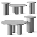 Elegant Marble Round Tables With Cylindrical Bases And Natural Stone Texture 3d model