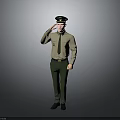 Man In Formal Military Uniform Standing And Saluting Against Gray Background