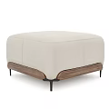 Modern Beige Fabric Ottoman Featuring Wooden Base And Black Metal Legs