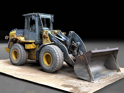 John Deere Functional Loader With Front Bucket Large Tires And Yellow Gray Body 3d model