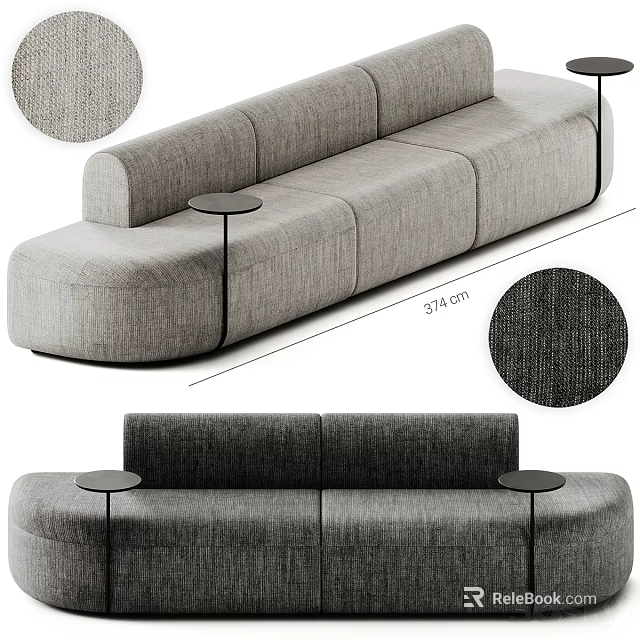 Sleek Modern Comfortable Sectional Sofa With Modular Design And Fabric Upholstery 3d model 
