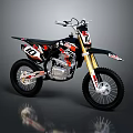 Black Red White Off Road Motorcycle With Golden Forks And Number 18 Design