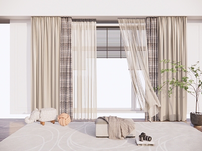 modern curtain cloth curtain 3d model