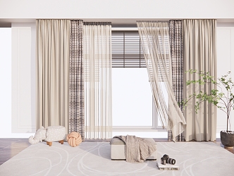 modern curtain cloth curtain 3d model